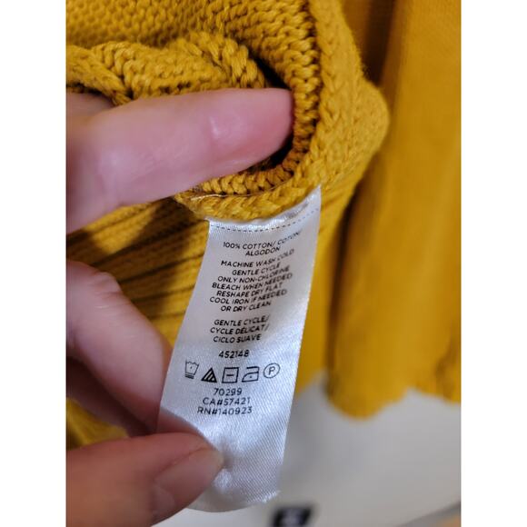 Loft Women's 100% Cotton Open Front Knit Cardigan Sweater Yellow Size Medium - Picture 5 of 7